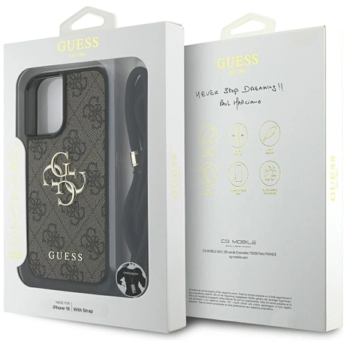Kup Etui Guess 4G Big Logo Cord Stap Crossbody do Apple iPhone 16 brązowy - GUE4396 - {ean13} - Sklep Home Screen