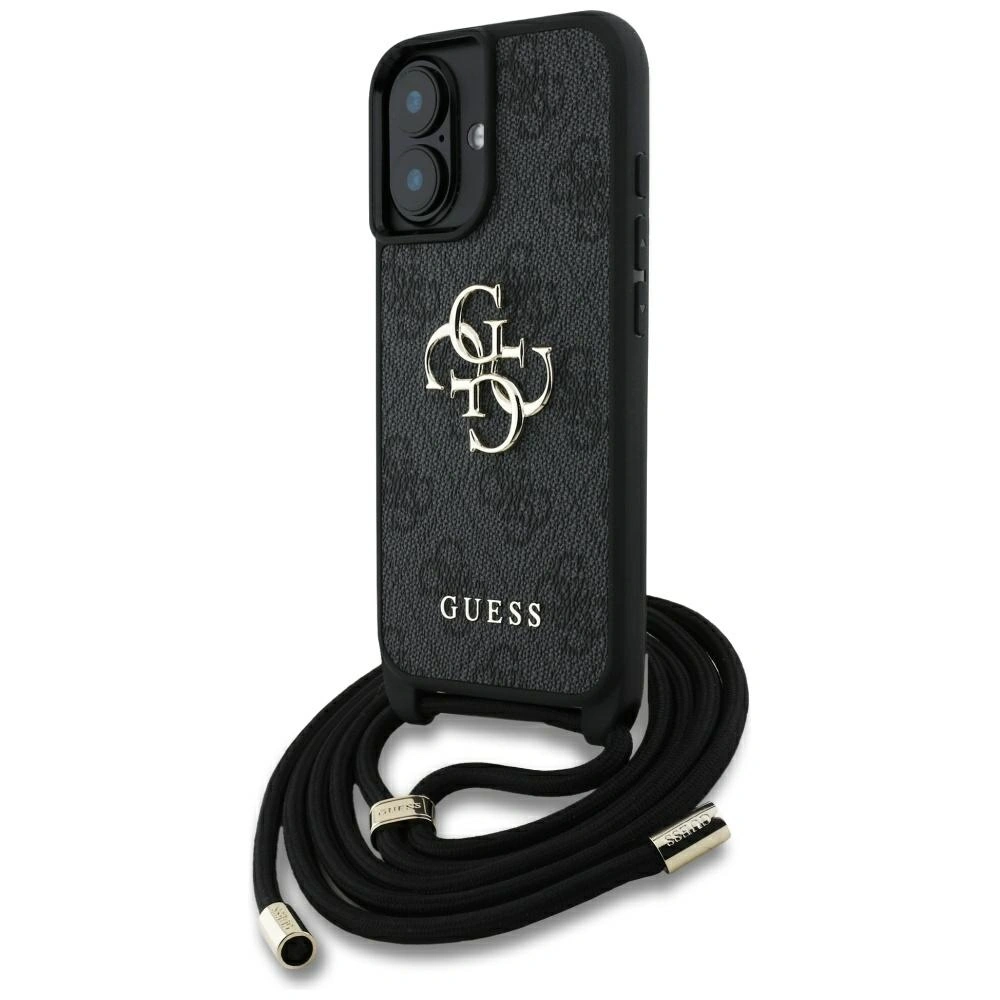 Etui Guess 4G Big Logo Cord Stap Crossbody do Apple iPhone 16 czarny