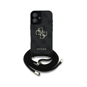 Kup Guess 4G Logo Mare Cord Stap Crossbody Apple iPhone 16 Plus negru - GUE4399 - {ean13} - Sklep Home Screen