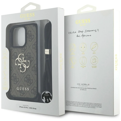 Kup Etui Guess 4G Big Logo Cord Stap Crossbody do Apple iPhone 16 Pro brązowy - GUE4400 - {ean13} - Sklep Home Screen