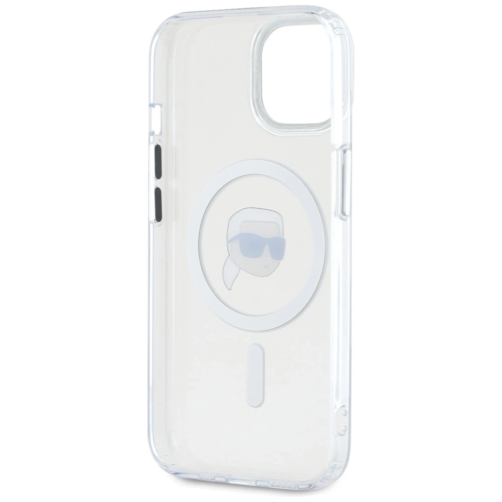 Etui Karl Lagerfeld IML Metal Karl Head MagSafe do Apple iPhone 15 biały