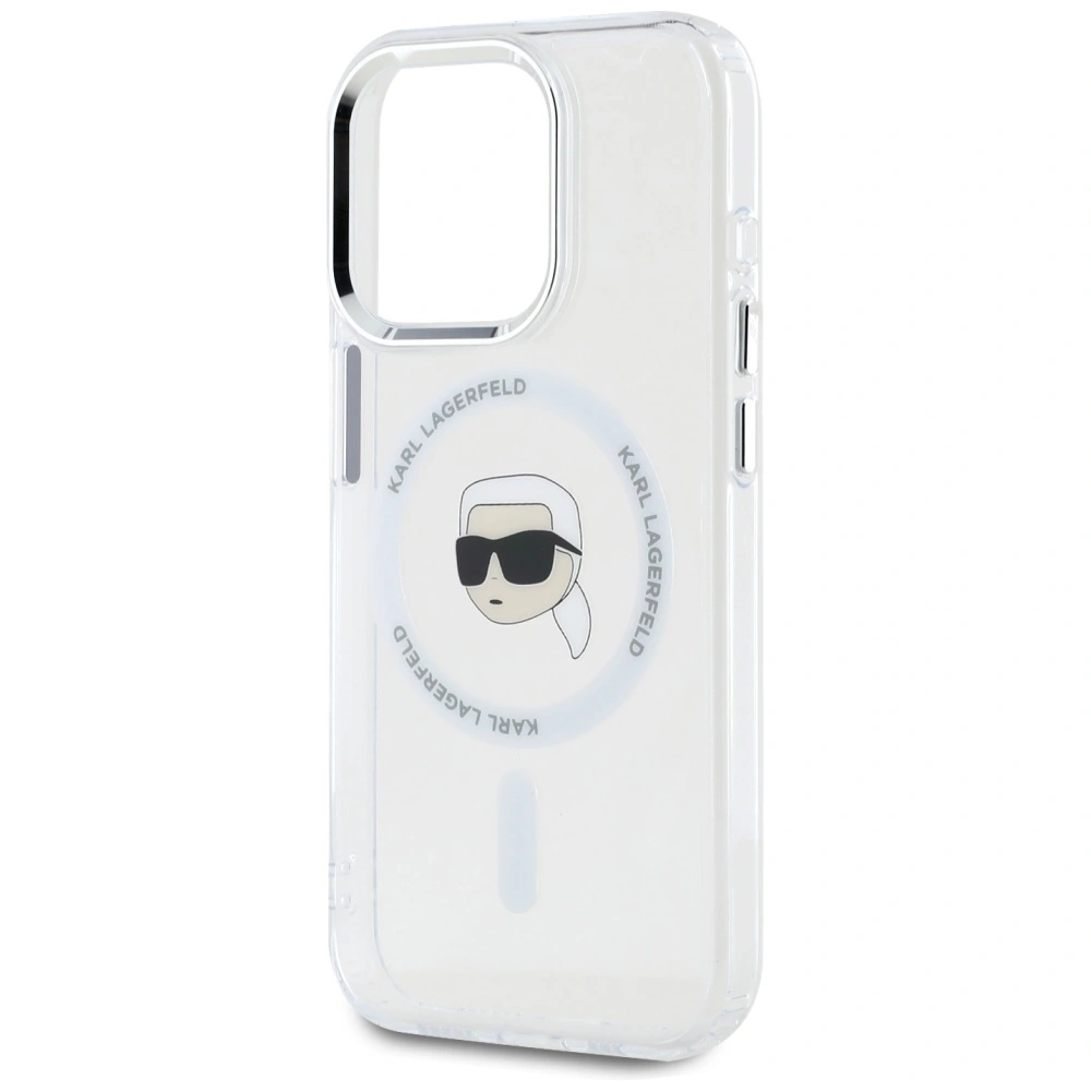 Etui Karl Lagerfeld IML Metal Karl Head MagSafe do Apple iPhone 15 Pro Max biały