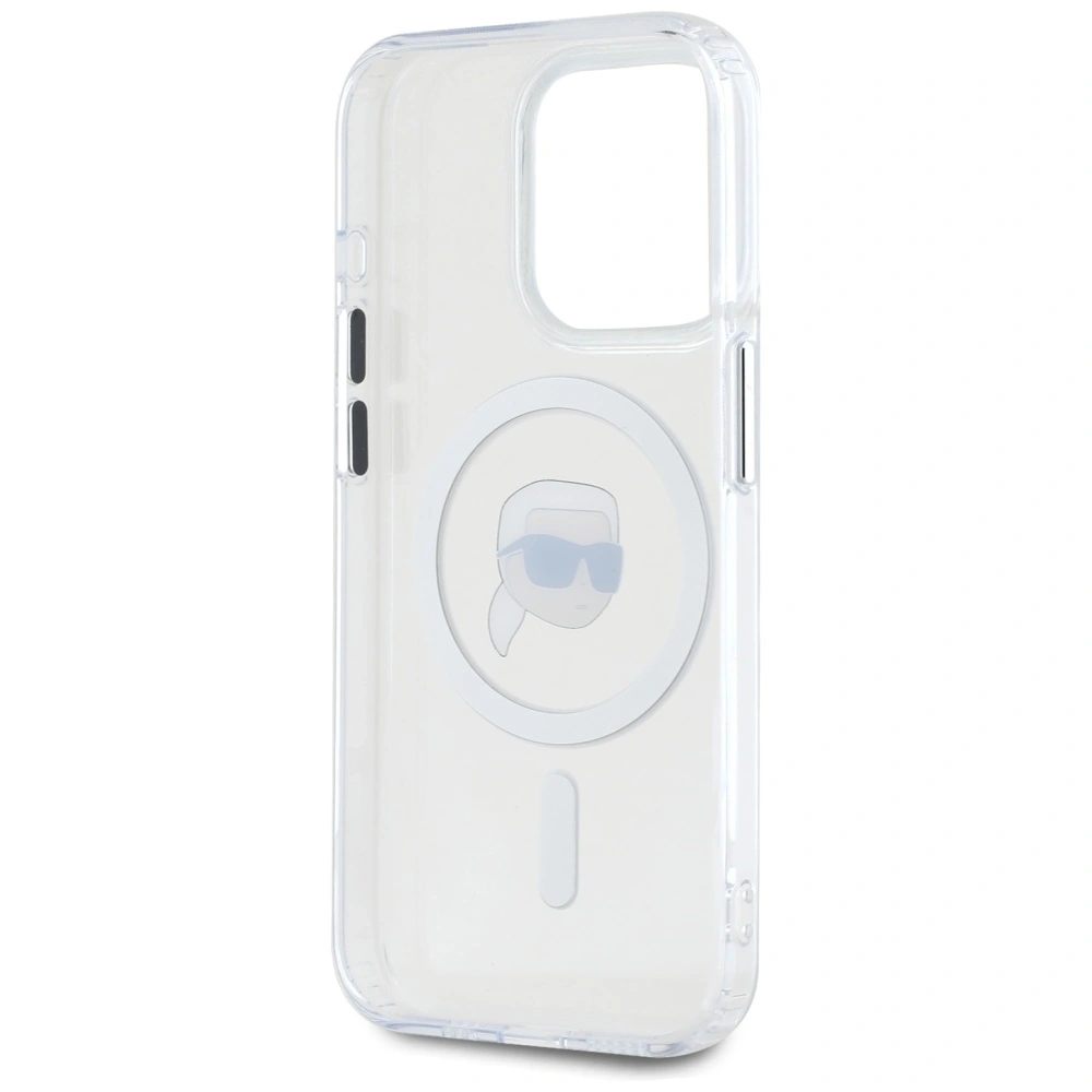 Etui Karl Lagerfeld IML Metal Karl Head MagSafe do Apple iPhone 15 Pro Max biały