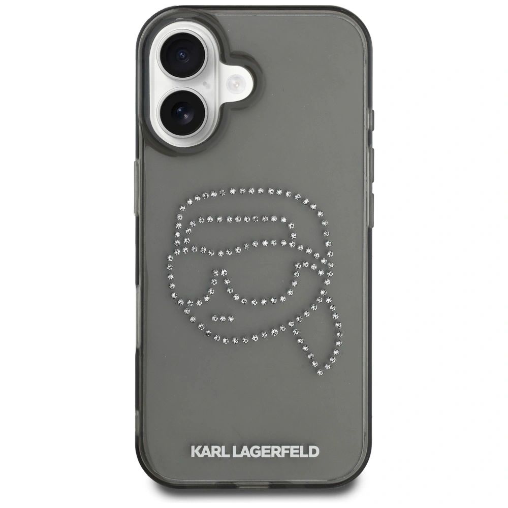 Etui Karl Lagerfeld IML Rhinestones Karl Head do Apple iPhone 16 czarny