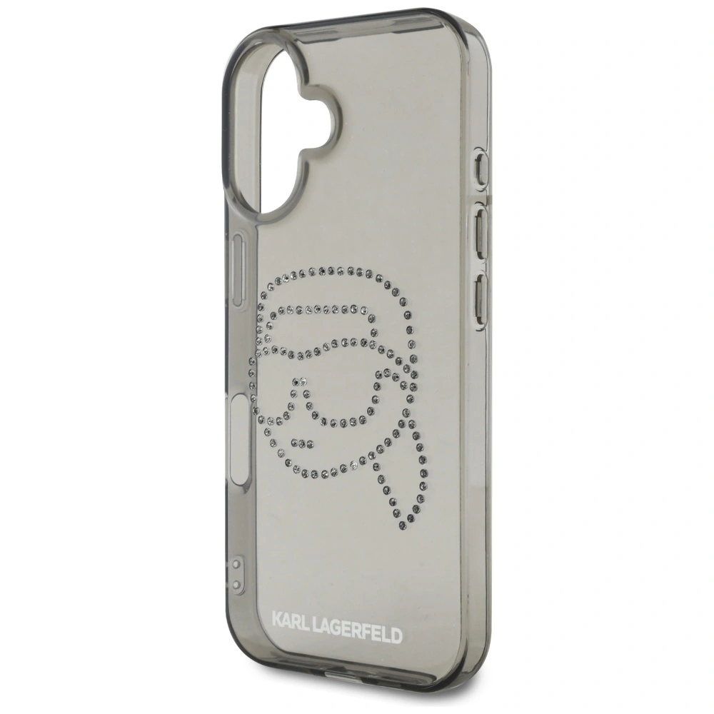 Etui Karl Lagerfeld IML Rhinestones Karl Head do Apple iPhone 16 czarny