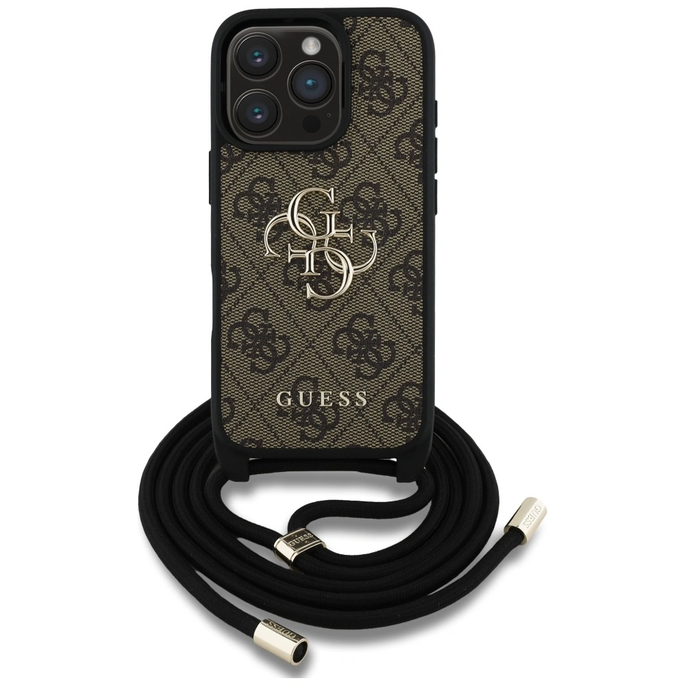Etui Guess 4G Big Logo Cord Stap Crossbody do Apple iPhone 16 Pro Max brązowy