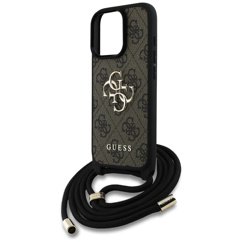 Etui Guess 4G Big Logo Cord Stap Crossbody do Apple iPhone 16 Pro Max brązowy