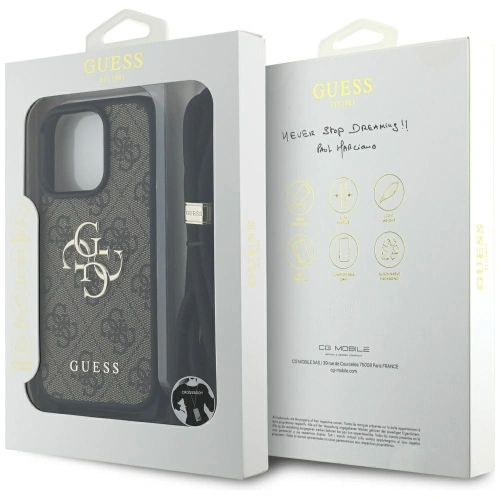 Kup Etui Guess 4G Big Logo Cord Stap Crossbody do Apple iPhone 16 Pro Max brązowy - GUE4402 - {ean13} - Sklep Home Screen