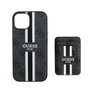 Kup Guess 4G Stripes MagSafe Wallet Apple iPhone 15 negru - GUE4405 - {ean13} - Sklep Home Screen