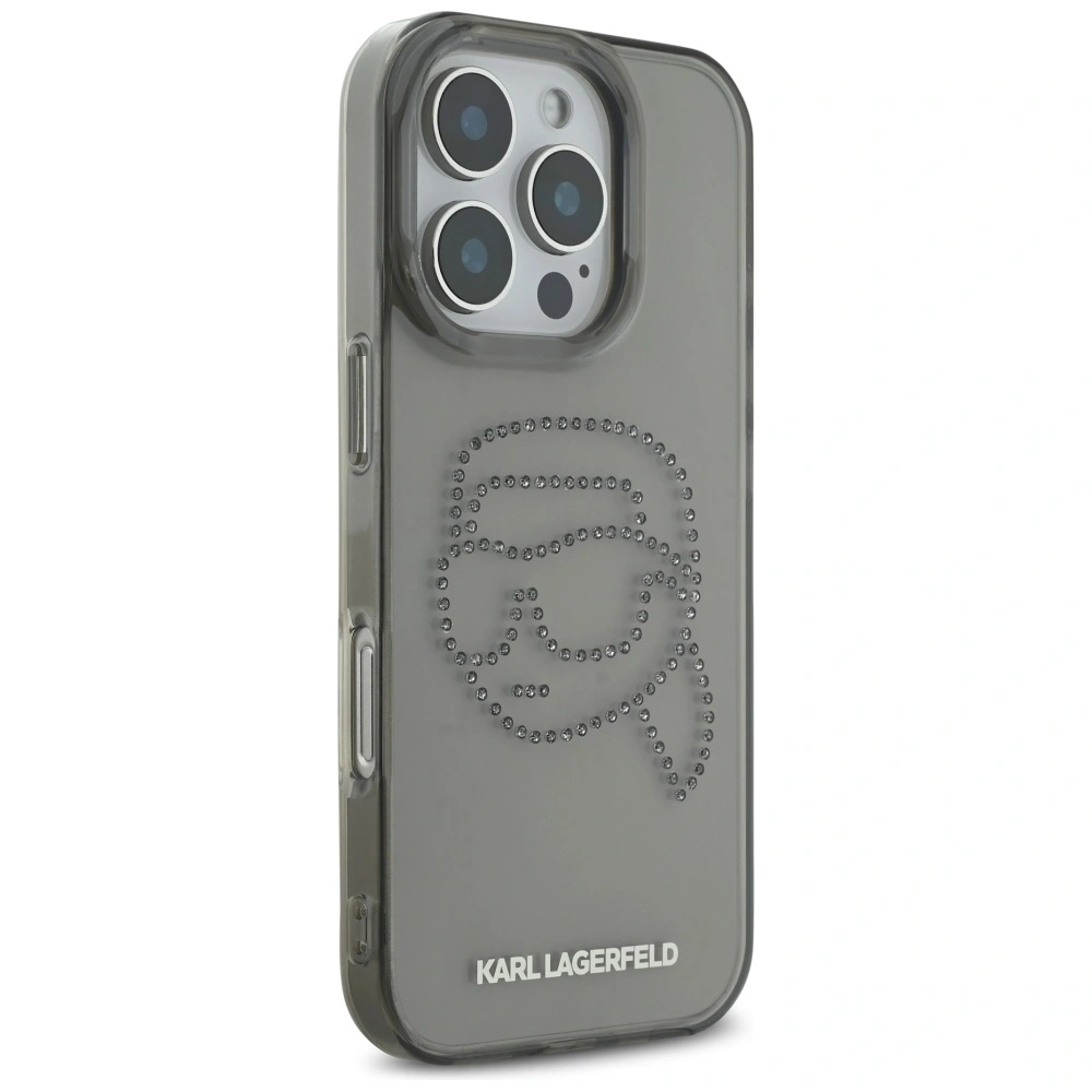 Etui Karl Lagerfeld IML Rhinestones Karl Head do Apple iPhone 16 Pro czarny