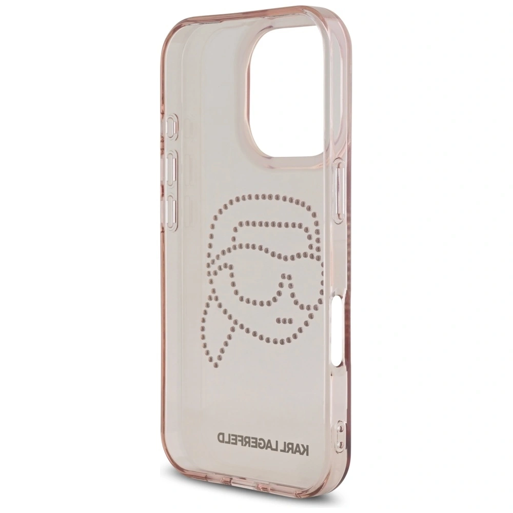 Etui Karl Lagerfeld IML Rhinestones Karl Head do Apple iPhone 16 Pro różowy