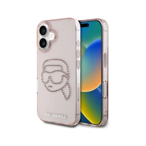 Kup Karl Lagerfeld IML Rhinestones Karl Head Apple iPhone 16 roz - KLD21960 - {ean13} - Sklep Home Screen