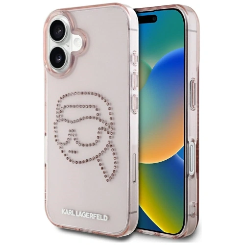 Kup Karl Lagerfeld IML Rhinestones Karl Head Apple iPhone 16 roz - KLD21960 - {ean13} - Sklep Home Screen