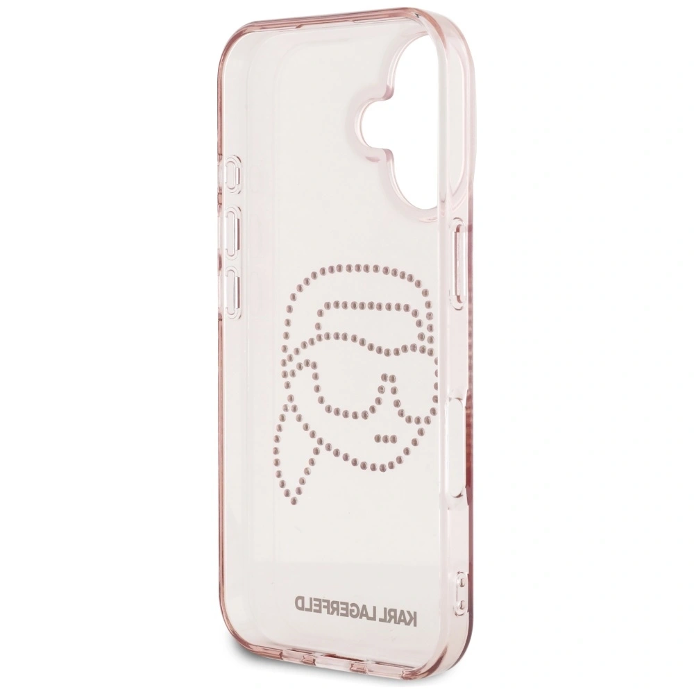 Etui Karl Lagerfeld IML Rhinestones Karl Head do Apple iPhone 16 różowy
