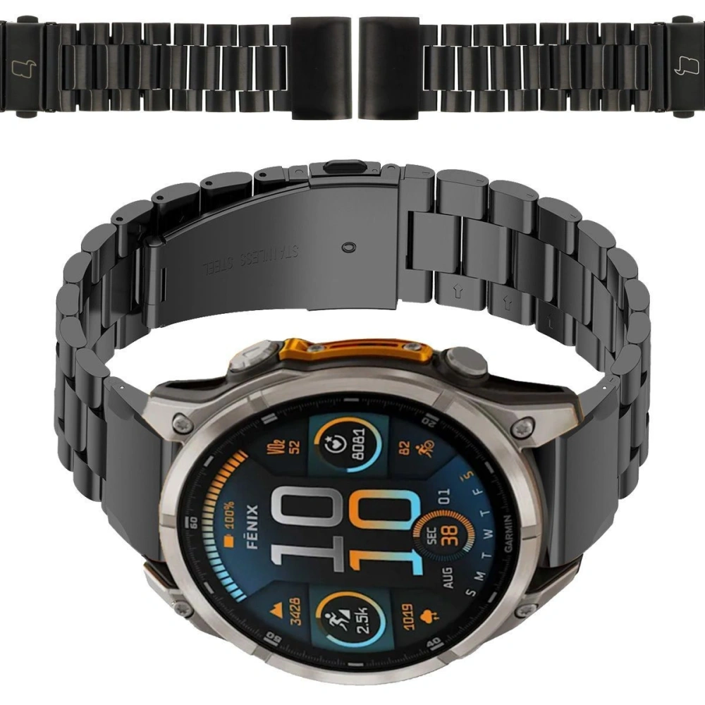 Pasek ze stali nierdzewnej Bizon Strap Watch Aura do Smartwatcha 22 mm czarny