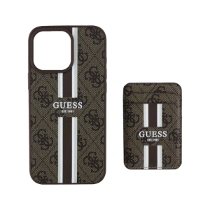 Kup Guess 4G Stripe MagSafe Wallet Apple iPhone 16 Pro Max maro - GUE4406 - {ean13} - Sklep Home Screen