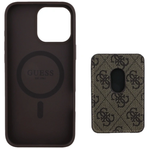 Kup Etui Guess 4G Stripes z portfelem MagSafe do Apple iPhone 16 Pro Max brązowy - GUE4406 - {ean13} - Sklep Home Screen