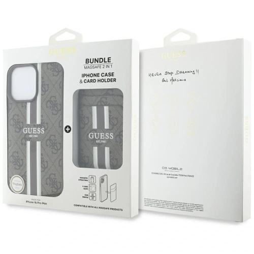 Kup Guess 4G Stripe MagSafe Wallet Apple iPhone 16 Pro Max maro - GUE4406 - {ean13} - Sklep Home Screen