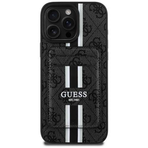 Kup Etui Guess 4G Stripes z portfelem MagSafe do Apple iPhone 16 Pro Max czarny - GUE4407 - {ean13} - Sklep Home Screen