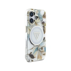 Kup Guess Flori Sclipitoare butoane Triunghi MagSafe Apple iPhone 16 alb - GUE4408 - {ean13} - Sklep Home Screen