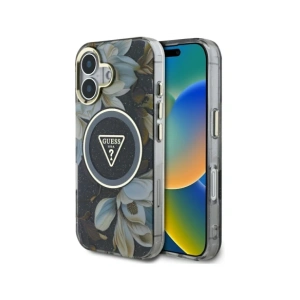 Kup Guess Glitzerblumen Dreieck Knöpfe MagSafe Apple iPhone 16 schwarz - GUE4409 - {ean13} - Sklep Home Screen