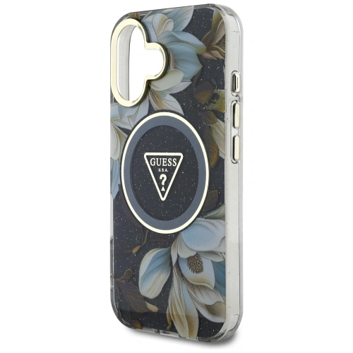 Buy Guess Glitter Flowers Triangle Buttons MagSafe Apple iPhone 16 black - GUE4409 - {ean13} - Home Screen Store Europe