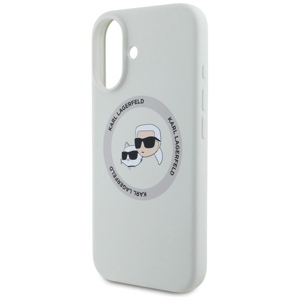 Etui Karl Lagerfeld Silicone Double Heads And Circle MagSafe do Apple iPhone 16 beżowy