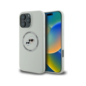 Kup Etui Karl Lagerfeld Silicone Double Heads And Circle MagSafe do Apple iPhone 16 Pro beżowy - KLD21962 - {ean13} - Sklep Home Screen