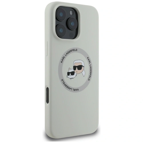 Kup Etui Karl Lagerfeld Silicone Double Heads And Circle MagSafe do Apple iPhone 16 Pro beżowy - KLD21962 - {ean13} - Sklep Home Screen