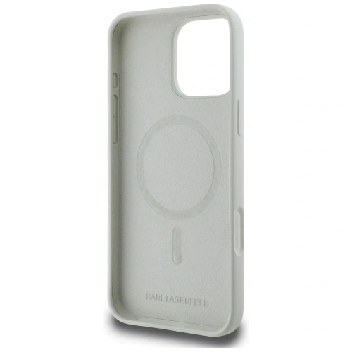 Kup Etui Karl Lagerfeld Silicone Double Heads And Circle MagSafe do Apple iPhone 16 Pro beżowy - KLD21962 - {ean13} - Sklep Home Screen
