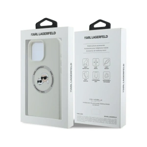 Kup Etui Karl Lagerfeld Silicone Double Heads And Circle MagSafe do Apple iPhone 16 Pro beżowy - KLD21962 - {ean13} - Sklep Home Screen