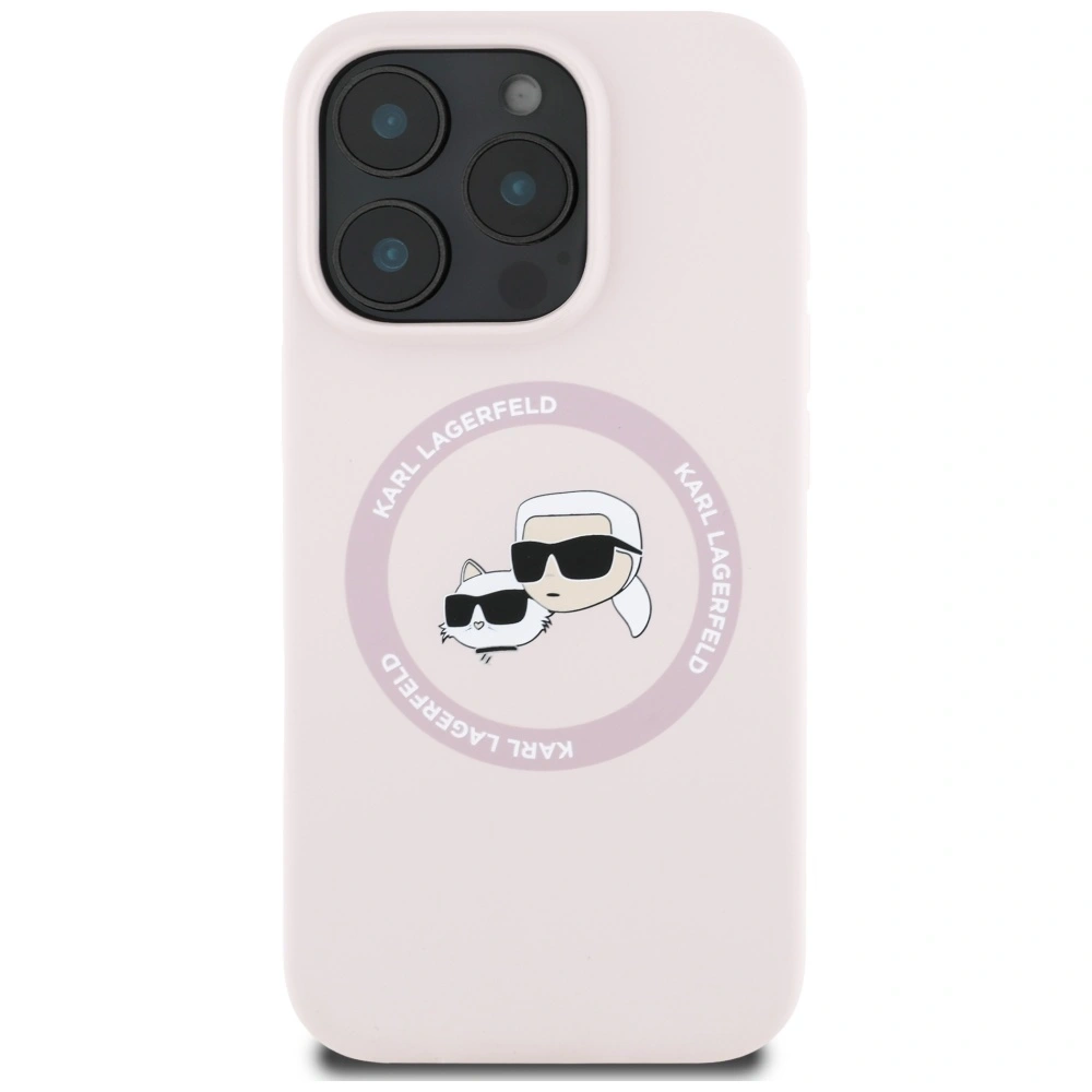Etui Karl Lagerfeld Silicone Double Heads And Circle MagSafe do Apple iPhone 16 Pro Max różowy