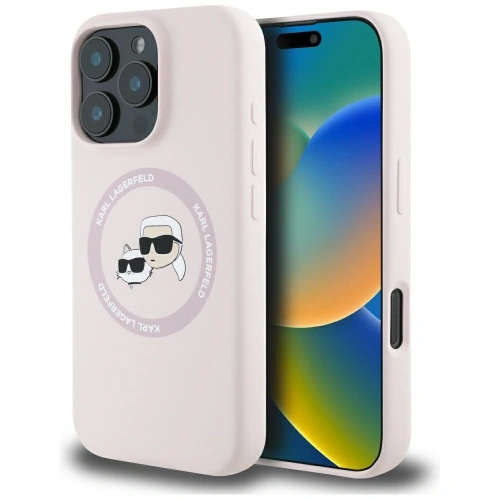 Kup Karl Lagerfeld Silikonové dvojité hlavy a kruh MagSafe Apple iPhone 16 Pro růžový - KLD21965 - {ean13} - Sklep Home Screen