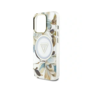 Buy Guess Glitter Flowers Triangle Buttons MagSafe Apple iPhone 16 Pro white - GUE4411 - {ean13} - Home Screen Store Europe