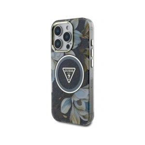 Kup Etui Guess Glitter Flowers Triangle Buttons MagSafe do Apple iPhone 16 Pro czarny - GUE4412 - {ean13} - Sklep Home Screen