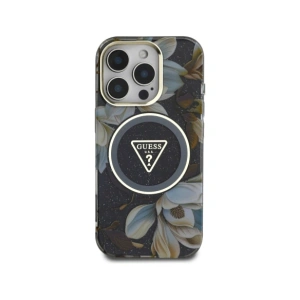 Kup Etui Guess Glitter Flowers Triangle Buttons MagSafe do Apple iPhone 16 Pro czarny - GUE4412 - {ean13} - Sklep Home Screen