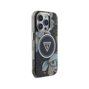 Kup Etui Guess Glitter Flowers Triangle Buttons MagSafe do Apple iPhone 16 Pro czarny - GUE4412 - {ean13} - Sklep Home Screen