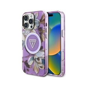 Kup Guess Flori Strălucitoare Butoane Triunghiulare MagSafe Apple iPhone 16 Pro violet - GUE4413 - {ean13} - Sklep Home Screen
