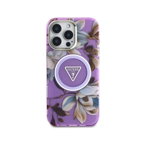 Kup Etui Guess Glitter Flowers Triangle Buttons MagSafe do Apple iPhone 16 Pro fioletowy - GUE4413 - {ean13} - Sklep Home Screen