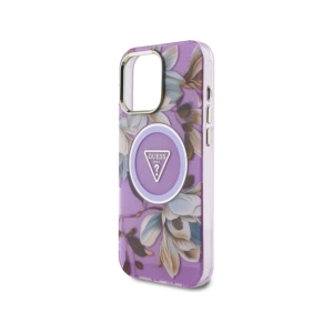 Kup Etui Guess Glitter Flowers Triangle Buttons MagSafe do Apple iPhone 16 Pro fioletowy - GUE4413 - {ean13} - Sklep Home Screen