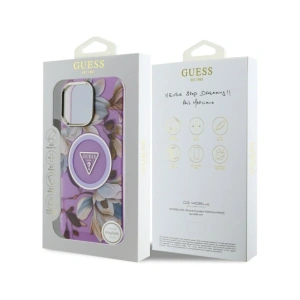 Kup Etui Guess Glitter Flowers Triangle Buttons MagSafe do Apple iPhone 16 Pro fioletowy - GUE4413 - {ean13} - Sklep Home Screen