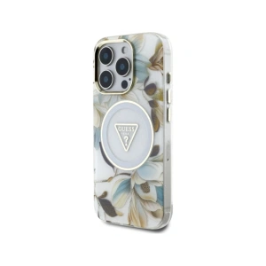 Kup Etui Guess Glitter Flowers Triangle Buttons MagSafe do Apple iPhone 16 Pro Max biały - GUE4414 - {ean13} - Sklep Home Screen