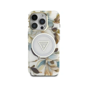 Kup Etui Guess Glitter Flowers Triangle Buttons MagSafe do Apple iPhone 16 Pro Max biały - GUE4414 - {ean13} - Sklep Home Screen