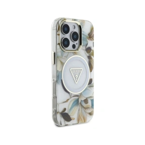 Kup Etui Guess Glitter Flowers Triangle Buttons MagSafe do Apple iPhone 16 Pro Max biały - GUE4414 - {ean13} - Sklep Home Screen