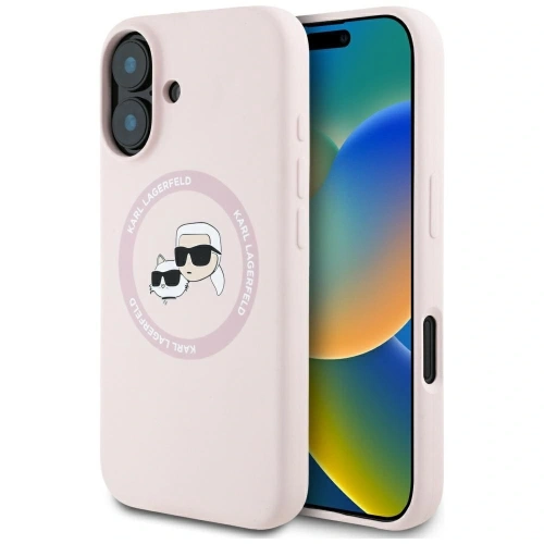 Kup Karl Lagerfeld Silikonové dvojité hlavy a kruh MagSafe Apple iPhone 16 růžový - KLD21966 - {ean13} - Sklep Home Screen