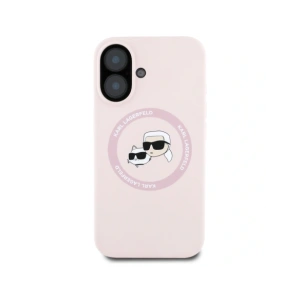 Kup Karl Lagerfeld Szilikon dupla fejek és kör alakú MagSafe Apple iPhone 16 rózsaszín - KLD21966 - {ean13} - Sklep Home Screen