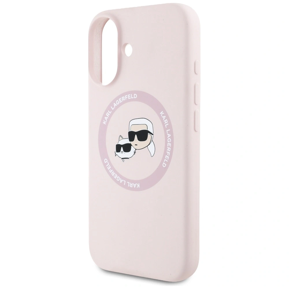 Etui Karl Lagerfeld Silicone Double Heads And Circle MagSafe do Apple iPhone 16 różowy