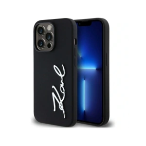 Buy Karl Lagerfeld Silicone Metal Script Logo Apple iPhone 14 Pro black - KLD21967 - {ean13} - Home Screen Store Europe