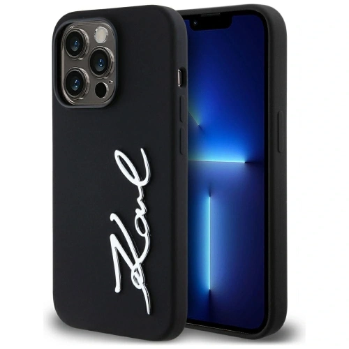 Buy Karl Lagerfeld Silicone Metal Script Logo Apple iPhone 14 Pro black - KLD21967 - {ean13} - Home Screen Store Europe