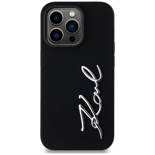 Buy Karl Lagerfeld Silicone Metal Script Logo Apple iPhone 14 Pro black - KLD21967 - {ean13} - Home Screen Store Europe